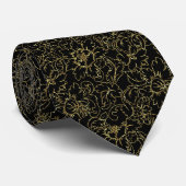 Zwarte en gouden platte maskers stropdas (Opgerold)