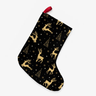 Zwarte en gouden rendierkleine kerststaart kleine kerstsok