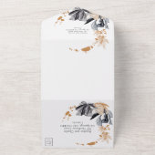 Zwarte en gouden rookbloemen all in one uitnodiging (Buitenkant)