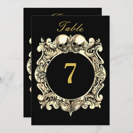 Zwarte en gouden schedels Gotische Trouwtafel Numm (Voorkant / Achterkant)
