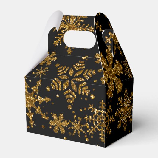 Zwarte en gouden snowflakes Stars Merry Kerstmis Bedankdoosjes (Achterkant)