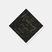 Zwarte en gouden sterren en stemming hemelse bruil servet (Hoek)