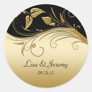 Zwarte en gouden sticker voor 'Save The Date' in v