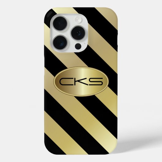 Zwarte en gouden strepen | Monogram Case-Mate iPhone Case (Achterkant)