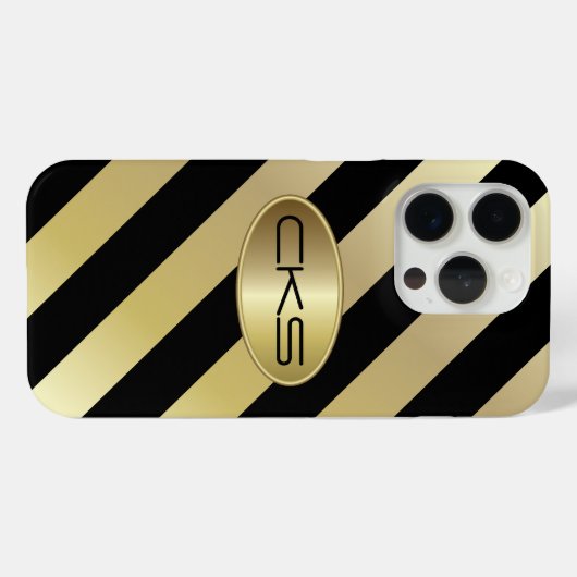 Zwarte en gouden strepen | Monogram Case-Mate iPhone Case (Achterkant (horizontaal))