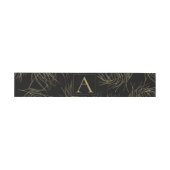 Zwarte en gouden tropische glam-lederen bruiloft uitnodigingen wikkel (Vlak)