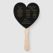 Zwarte en gouden trouwprogramma chic handwaaier (Achterkant)