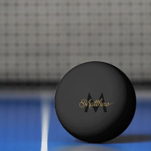 Zwarte en gouden typografie Voeg naam & monogram t Pingpongballen