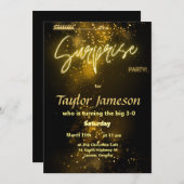 Zwarte en gouden verrassing Uitnodiging QR rsvp (Voorkant / Achterkant)