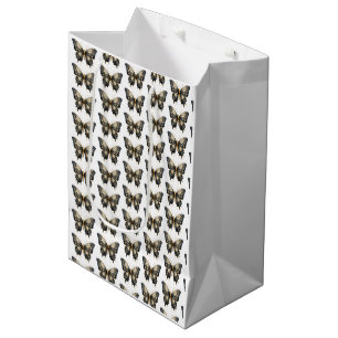 Zwarte en Gouden Vlinder Witte Patroon Halloween Medium Cadeauzakje