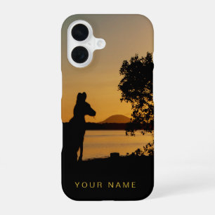 Zwarte en gouden zonsondergang silhouet kangoeroe iPhone 16 hoesje
