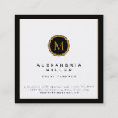Zwarte en goudflesjes | Monogram Medallion Vierkante Visitekaartje (Achterkant)