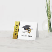 Zwarte en goudgele geelklep en tassel bedankkaart (Voorkant)