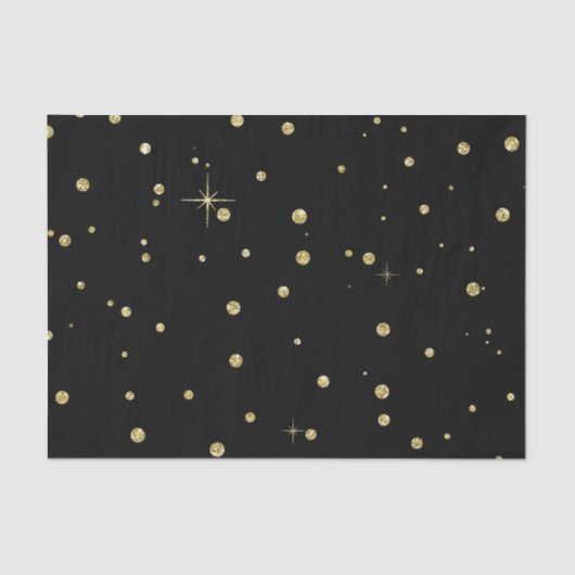 Zwarte en goudhoudende Confetti Stippen Tissuepapier (Voorkant)
