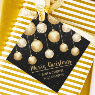 Zwarte en goudkerstsieraden bedankjes labels