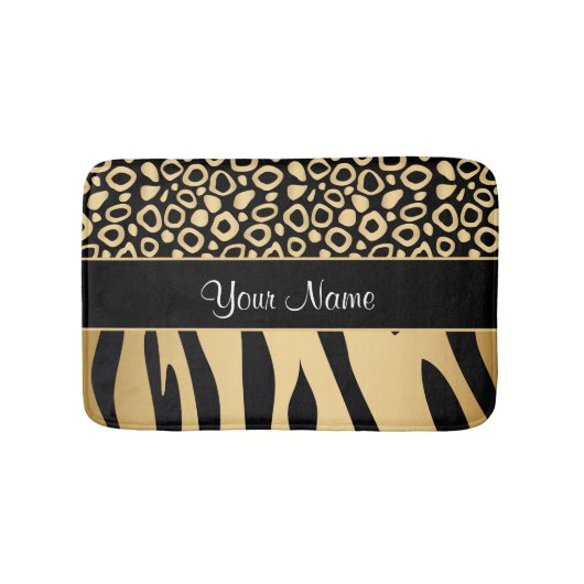 Zwarte en goudluipaard en Zebra Pattern Badmat (Voorkant)