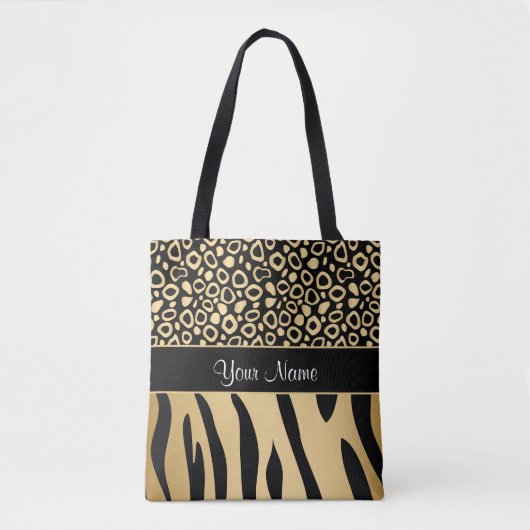 Zwarte en goudluipaard en Zebra Pattern Draagtas (Voorkant)