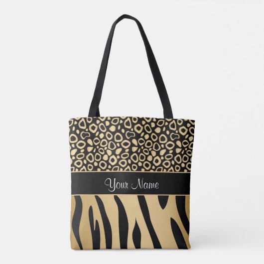 Zwarte en goudluipaard en Zebra Pattern Draagtas (Achterkant)