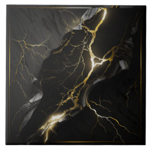 Zwarte en goudmarmer keramische Tegel Tegeltje