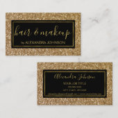 Zwarte en goudmeisjes Sparkle Glitter Salon Visitekaartje (Voorkant / Achterkant)