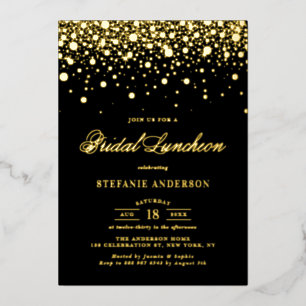 Zwarte en goudolie Confetti Stippen Bridal Luncheo Folie Uitnodiging