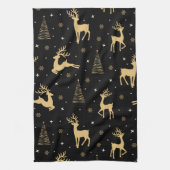 Zwarte en goudrendier theedoek (Verticaal)
