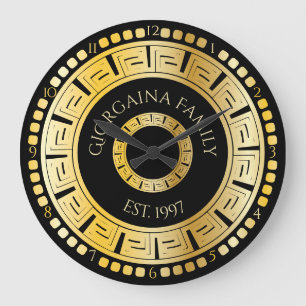 Zwarte en goudronde Griekse sleutelnaam Grote Klok