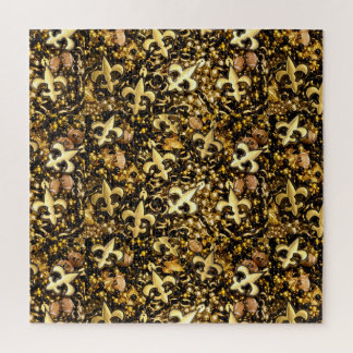 Zwarte en goudvlies de Lis en Football kralen Legpuzzel