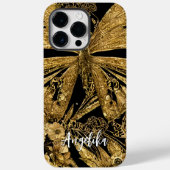 Zwarte en goudvlinder Case-Mate iPhone case (Achterkant)