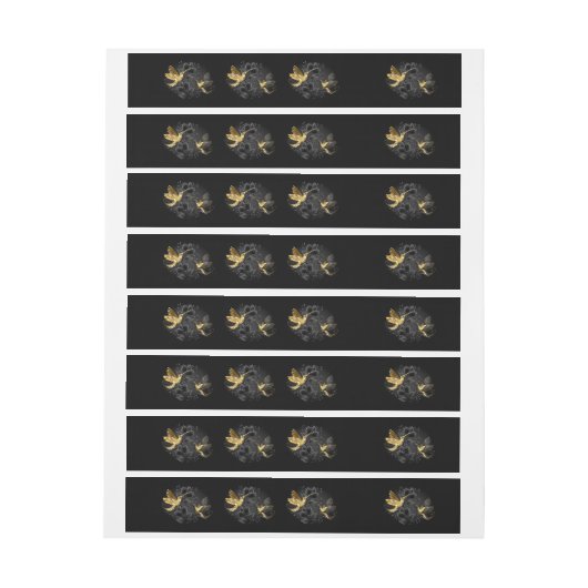 Zwarte en goudvogel adreslabel wikkel (Vel)