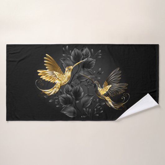 Zwarte en goudvogel badhanddoek (Badhanddoek)