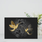 Zwarte en goudvogel briefpapier (Staand voorkant)