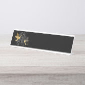 Zwarte en goudvogel bureau naambordje (Voorkant)