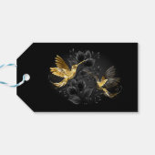 Zwarte en goudvogel cadeaulabel (Achterkant Horizontaal)