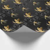 Zwarte en goudvogel cadeaupapier (Hoek)