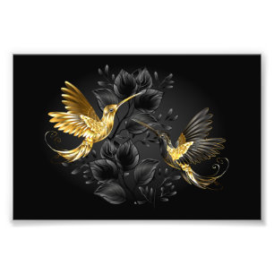 Zwarte en goudvogel foto afdruk