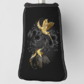 Zwarte en goudvogel golfheadcover (Draai 90)