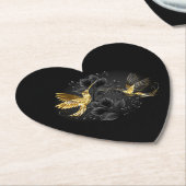 Zwarte en goudvogel kartonnen onderzetters (Gekanteld)