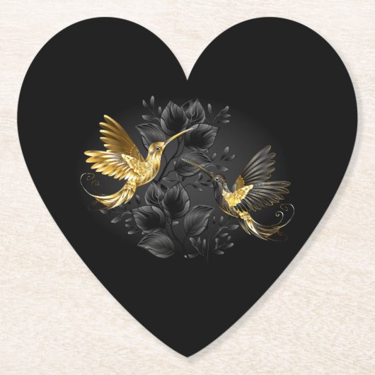 Zwarte en goudvogel kartonnen onderzetters (Voorkant)