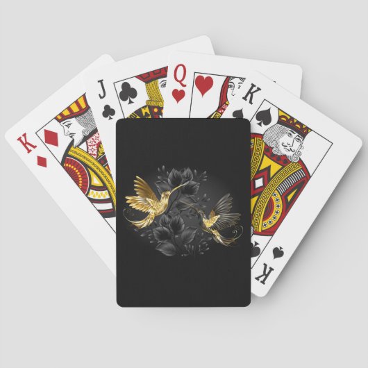 Zwarte en goudvogel pokerkaarten (Achterkant)