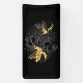 Zwarte en goudvogel spandoek (Verticaal)