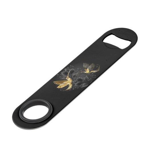 Zwarte en goudvogel speed flessenopener (Voorkant Gekanteld)