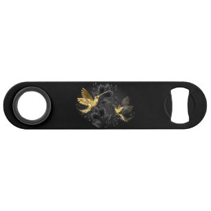 Zwarte en goudvogel speed flessenopener