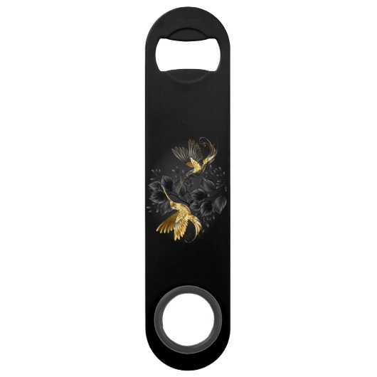 Zwarte en goudvogel speed flessenopener (Voorkant)