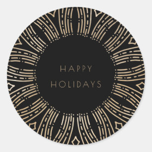 Zwarte en goudzonnige lijst Feestdagen Ronde Sticker