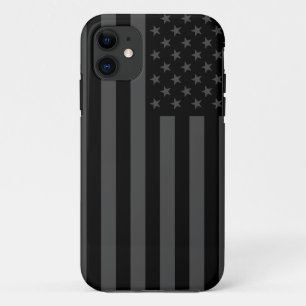 Zwarte en grijze Amerikaanse vlag iPhone 11 Hoesje