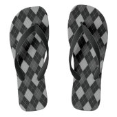 Zwarte en grijze Argyle Teenslippers (Voetbed)