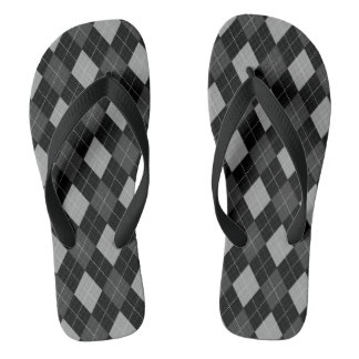 Zwarte en grijze Argyle Teenslippers