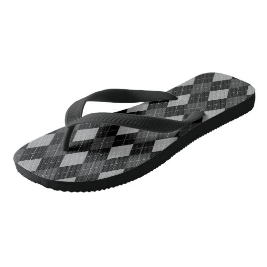 Zwarte en grijze Argyle Teenslippers (Schuin)