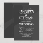 Zwarte en grijze geometrische huwelijksuitnodiging kaart (Voorkant / Achterkant)